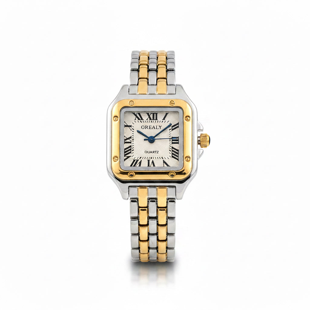 Grealy Vintage Square Dial Watch - 2 Tone