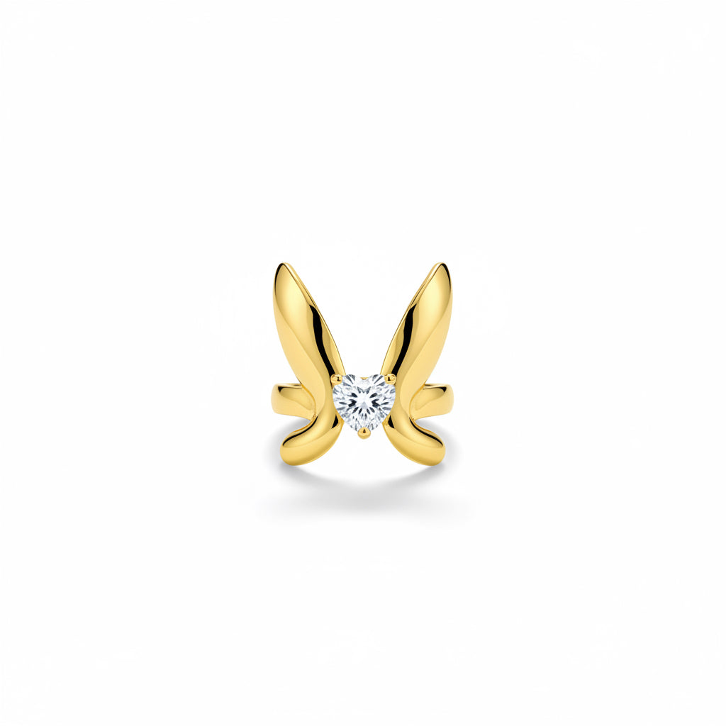 Wings With Heart Stone Ring