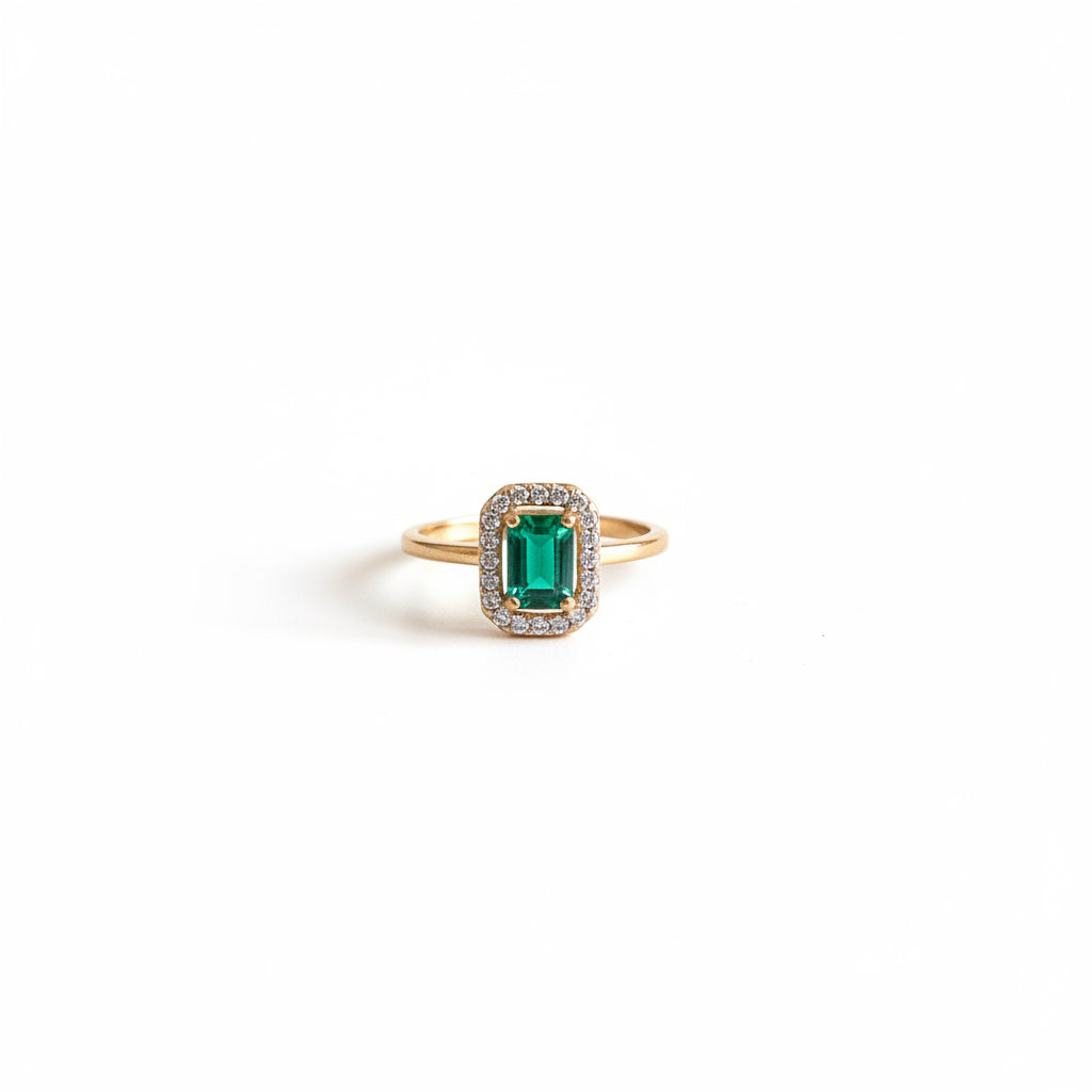 Royal Forest Halo Square 18k Goldg Plated Adjustable Ring