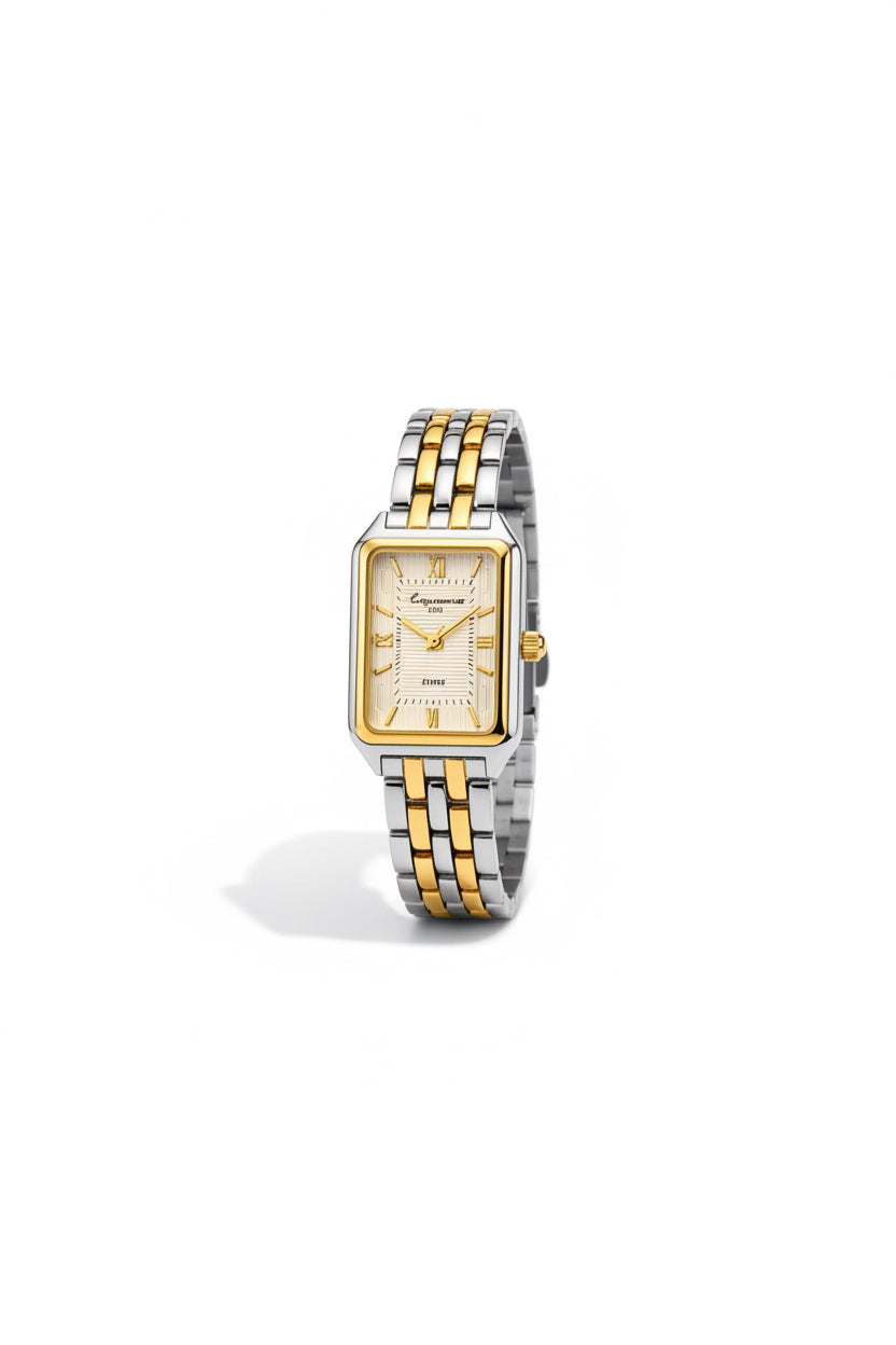 Everyday Classic White Dial Quartz Vintage Watch- 2 Tone