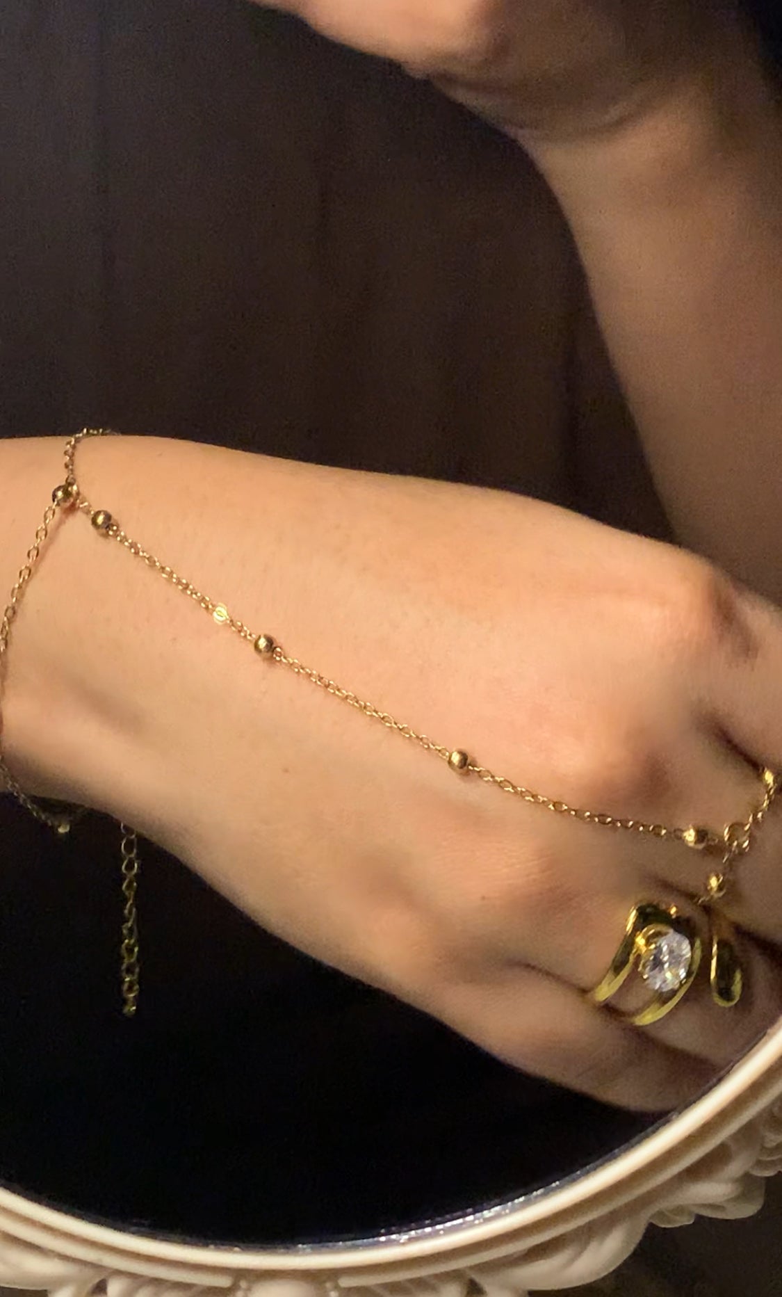Gold Beaded Handchain