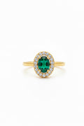 Royal Forest Halo Oval 18k Gold Plated Adjustable Ring