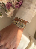 Diamond Studded Grey Dial Vintage Watch-2 Tone