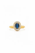 Blue Empress Oval 18k Gold Plated Adjustable Ring