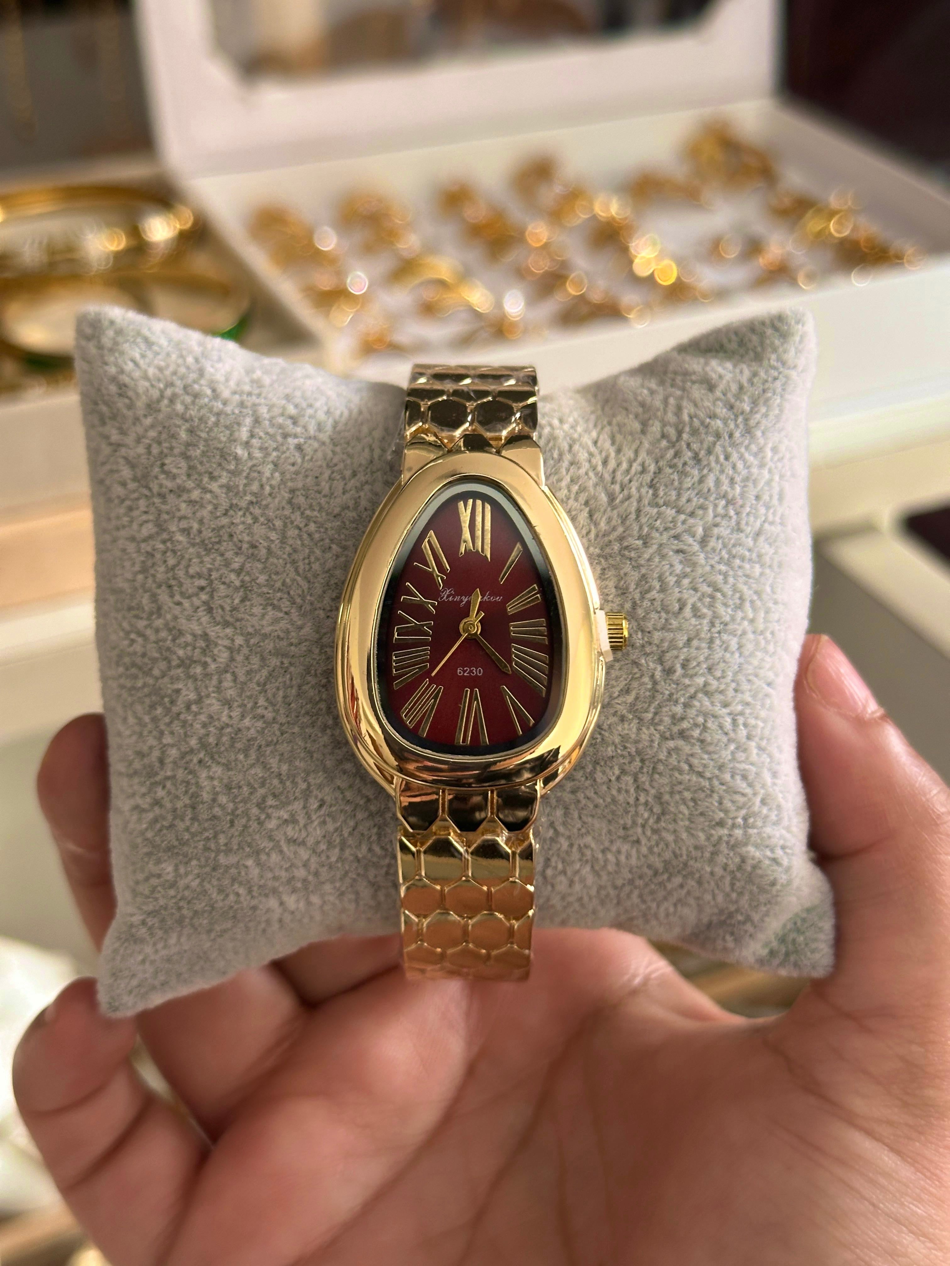Cherry Red Snake Dial Watch