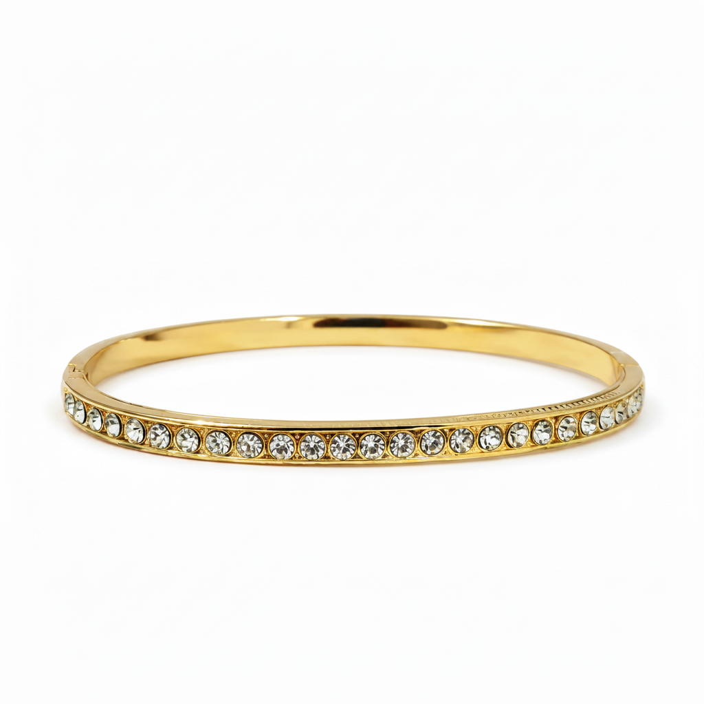 Sleek Solitaire Crystal Bangle